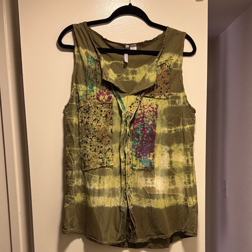 Gregory Multicolor Sleeveless Blouse Tie Dye and patterns Colton & Silk